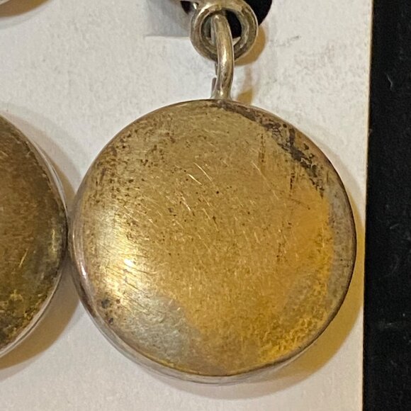 1.5" x .75" Vintage Sterling Silver Mexico Dangle Pierced Earrings - Picture 3 of 10